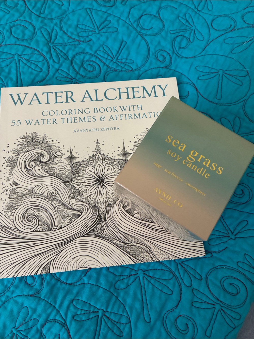 Sea Grass Soy Candle - & WATER ALCHEMY Coloring Book